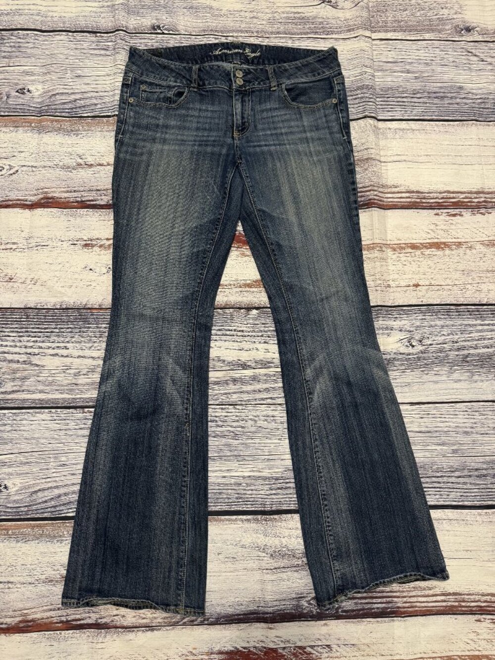 American Eagle Artist Bootcut Jeans Women's 12 Long Medium Wash Stretch Denim